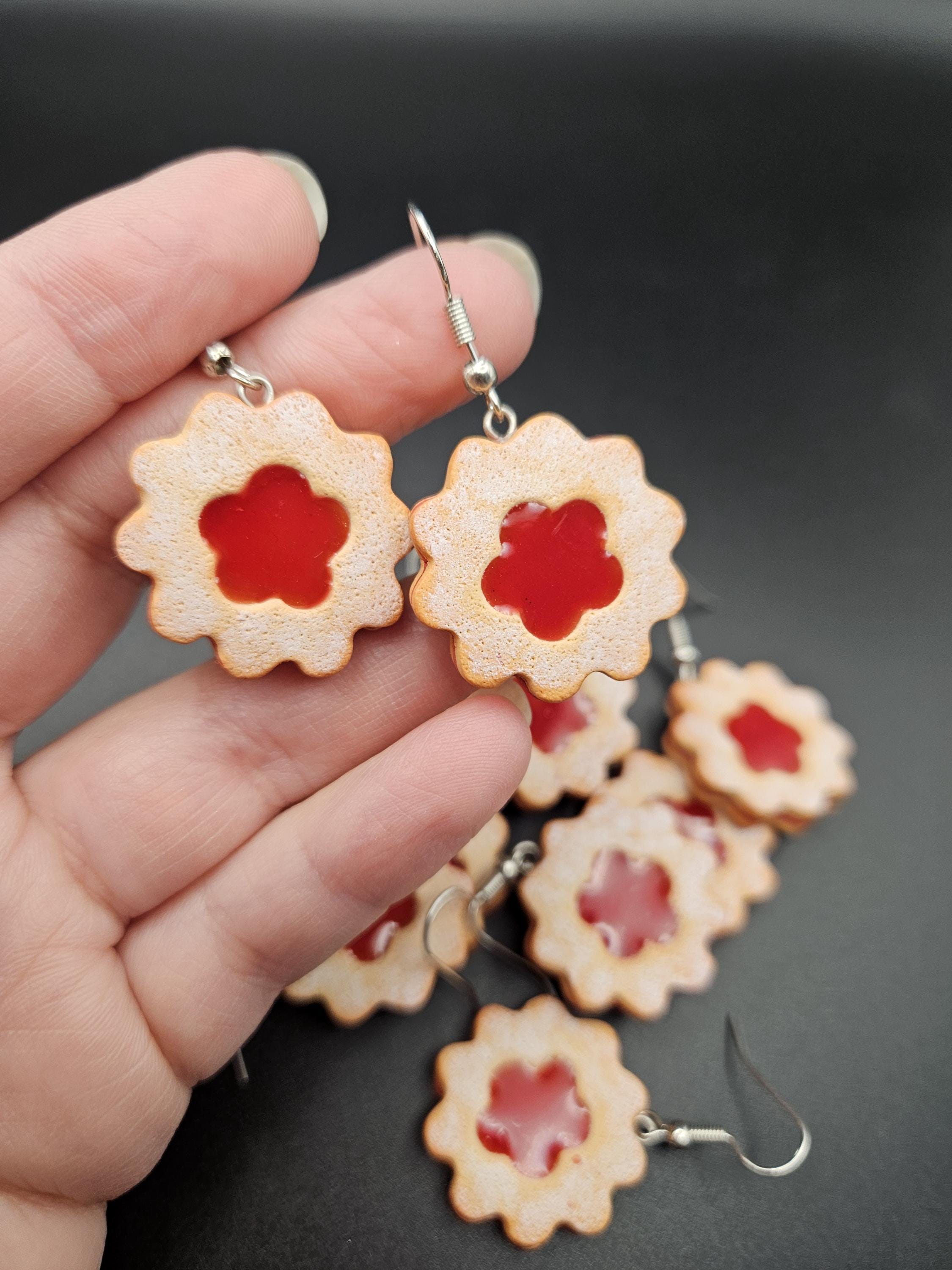 Linzer cookie polymer clay earrings