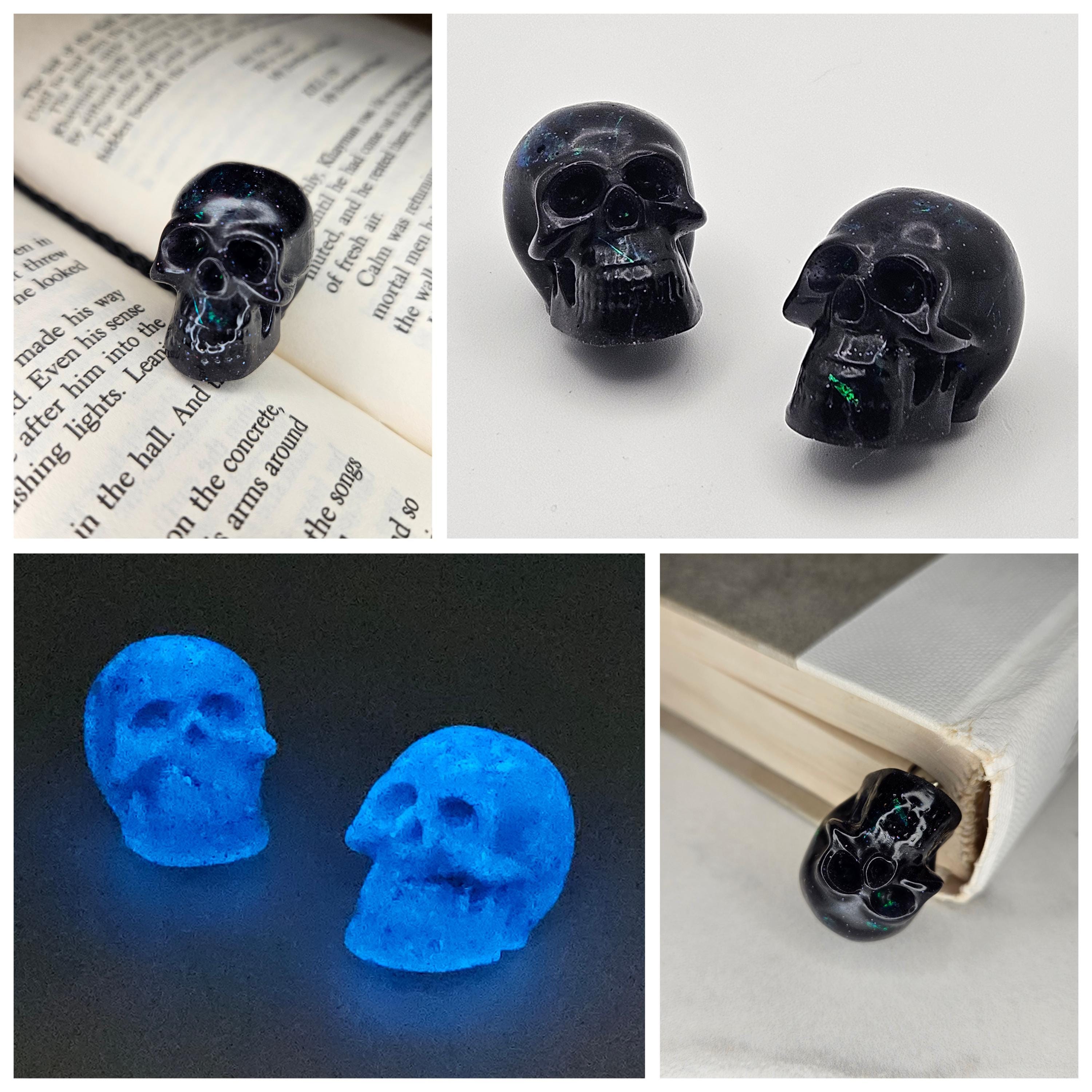 Glow in the dark iridescent skull bookmark