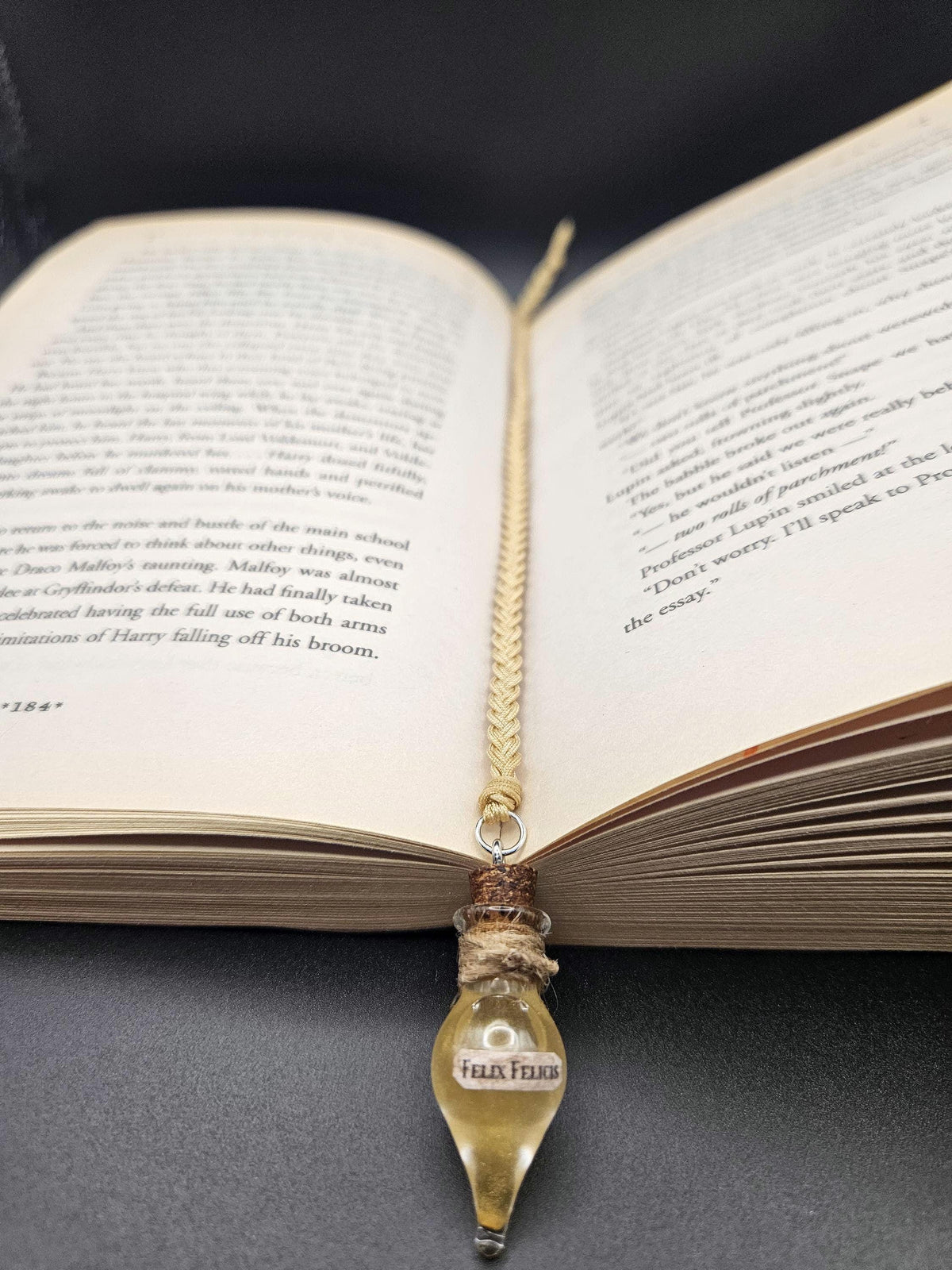 Golden luck potion bookmark- Magical fantasy gift for readers, and book lovers.