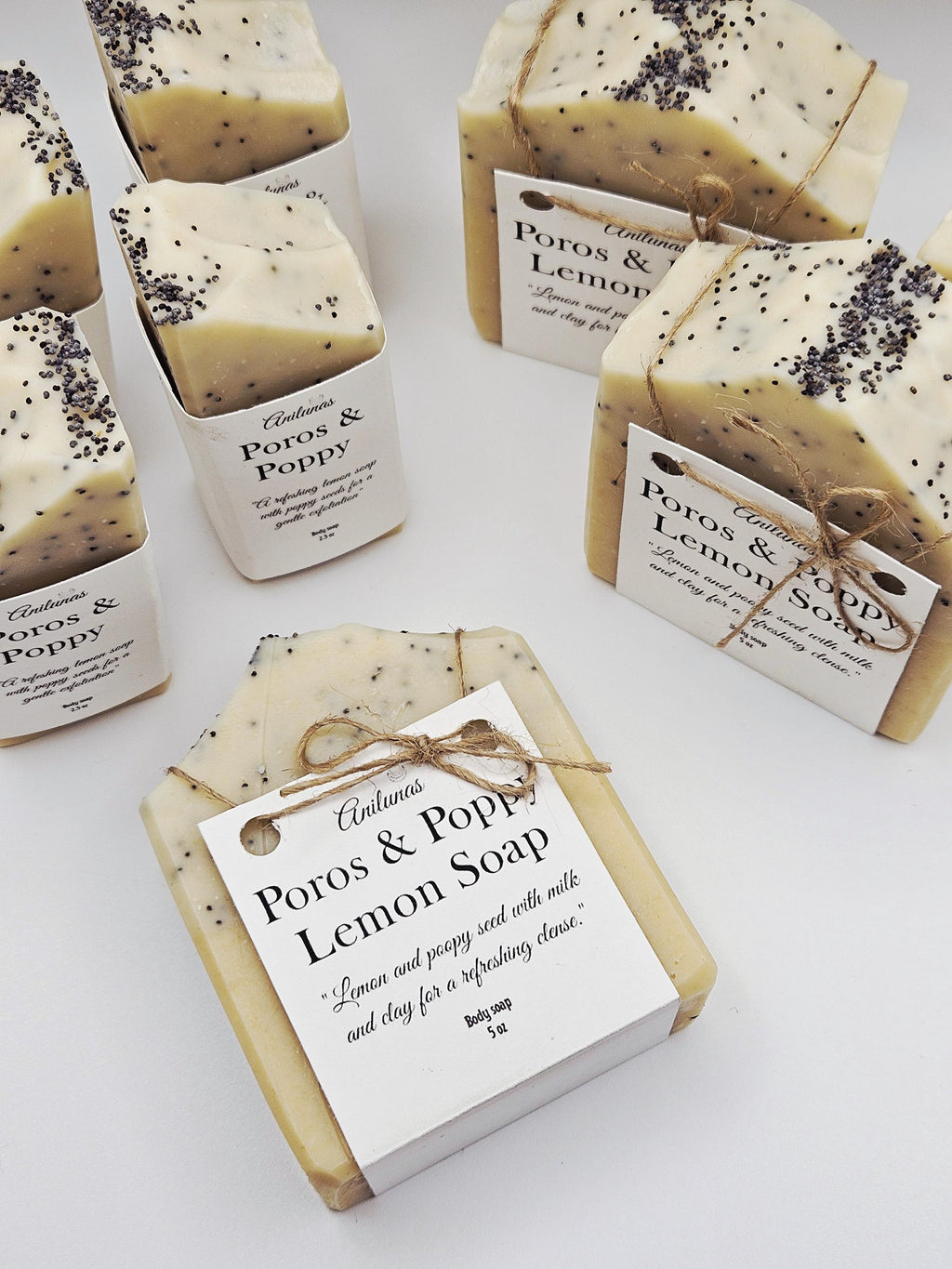 Handmade Lemon Poppy Seed Soap Bar | Natural Cold Process Exfoliating Clay Soap