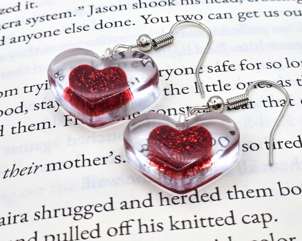 Video Game Style Heart Container Earrings | Fantasy Resin Jewelry