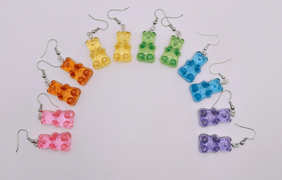 Rainbow Gummy Bear Resin Earrings | Y2K Kawaii Dangle Candy Jewelry