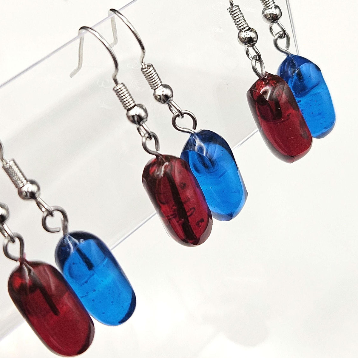 Blue pill Red pill resin earrings. What will you choose?